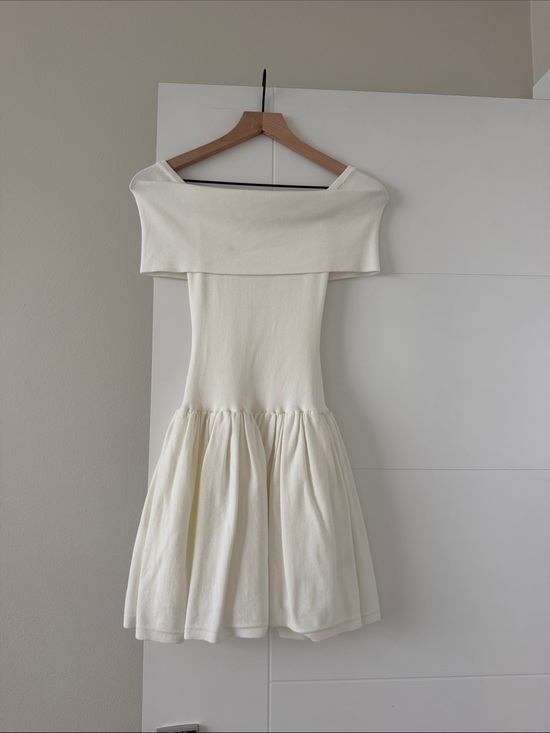 Meshki Dresses & Skirts - Meshki knit Off-Shoulder Ivory Fit-and-Flare Dress
